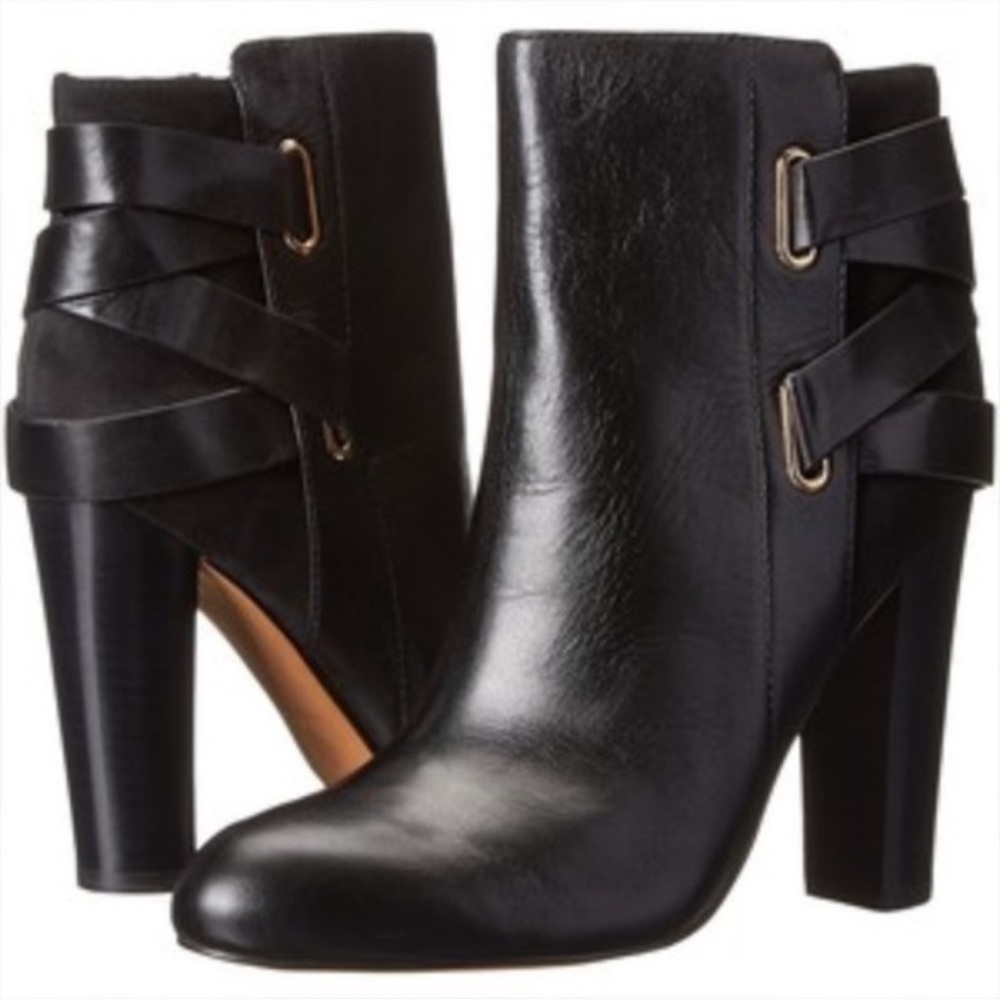 Isola Talen Black & Gold Strapped Heeled Booties